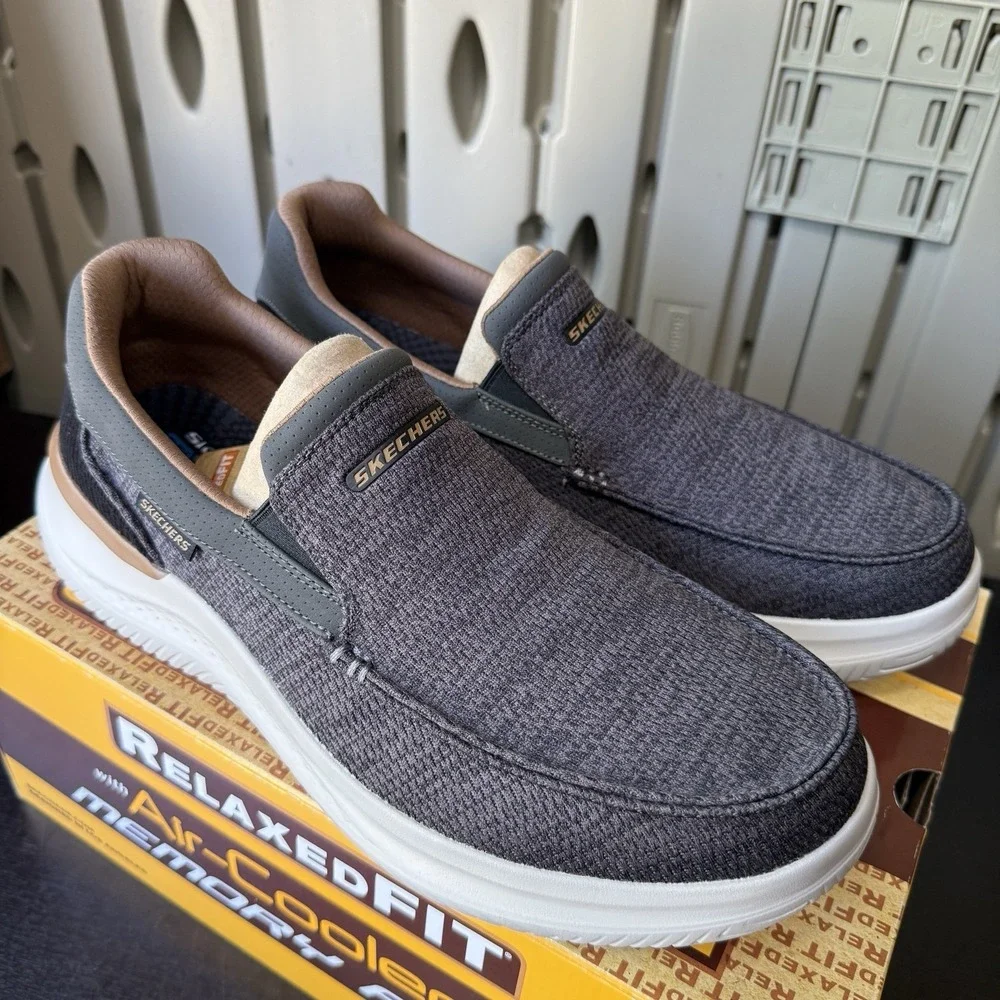 Skechers Hasting Marco Mens Size 13 Gray Black Casual Walking Slip-Ins Shoes